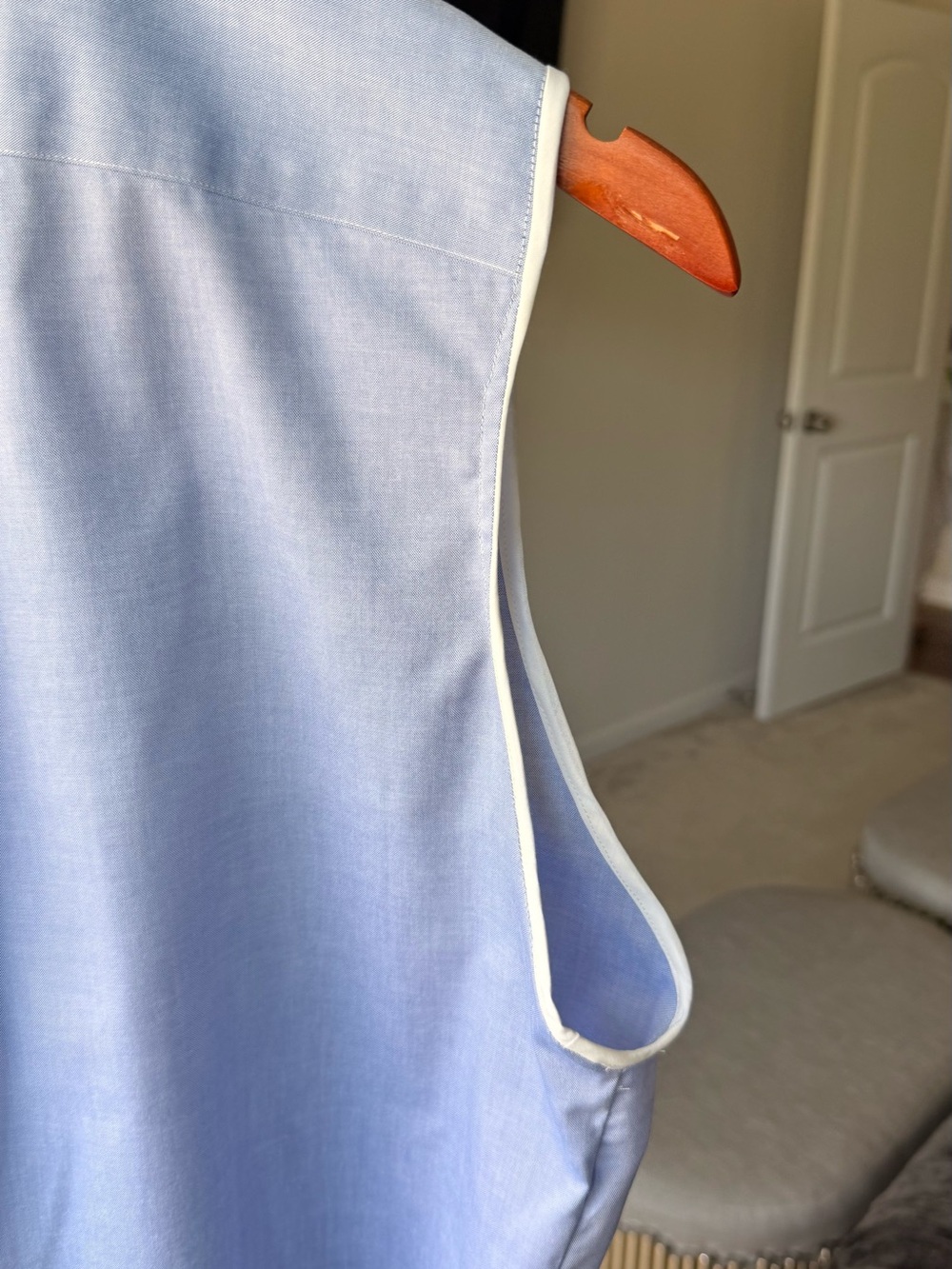Lauren Ralph Lauren Chambray Blouse Upcycled Ruffle Blouse Embroidered M - Picture 8 of 13